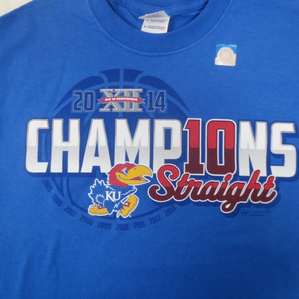 Kansas Jayhawks 2014 Champions T Shirt Mens Medium Blue Short Sleeve Basketball